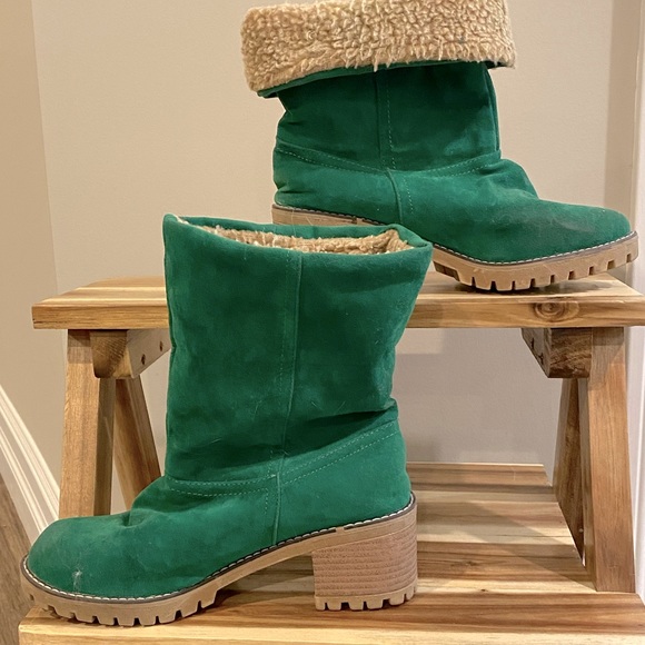 Vimisaoi Shoes Emerald Green Faux Suede Boots Poshmark